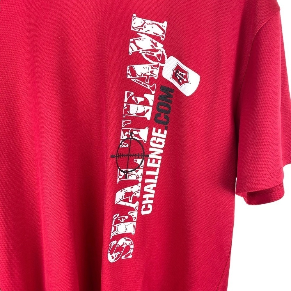 Men’s Sport Tek Seal Team Challenge Red Pullover Shirt Men’s Size L Short Sleeve - Picture 3 of 9